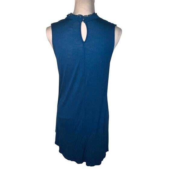 Monoreno womens S sheer cutout embroidered lace satin metallic gypsy fairy tunic - Picture 2 of 9